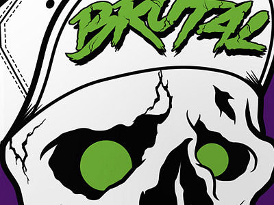 Brutal brutal cap green hat illustration purple sketch skull
