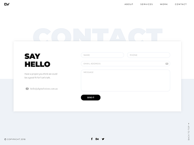 Digital Visions clean contact design email form icons interface modern simple ui ux
