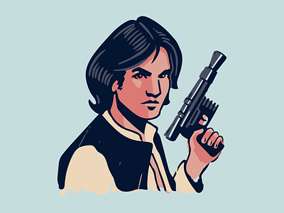 Han Solo blaster comic gun han solo illustration ink leia mandalorian pistol star wars vector vintage yoda