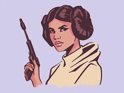 The Rebel Princess - Leia black blaster comic empire face gun illustration jedi millenium falcon portrait rebels retro star wars starwars vader vector