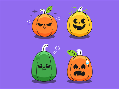 Moody pumpkins candy character design halloween monster october pumpkin spooky