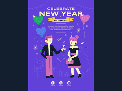 New Year Poster celebration december drinking happy new year holidays new year party poster resolutions