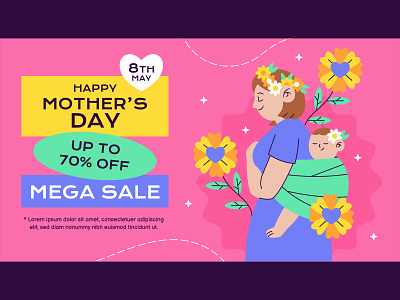Mother's Day Sale Banner baby family illustration maternity may mom mothers day sale banner