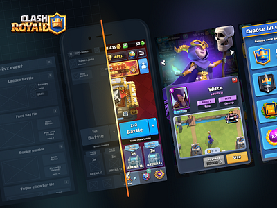 Wireframes | Clash Royale update 3d app card game cards clash royale clean ui concept game app game ui gamer ios redesign ui ux wireframe
