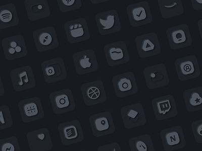 iOS 15 Penumbra Icon Pack apple black icons dark icons darkmode figma icon icon design iconpack ios ios14 iphone minimal neomorphism ui wallpaper