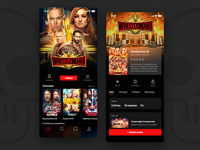 WWE Network concept ios redesign simple streaming streaming app ui ux video wrestling wwe