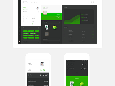 Efficiency App app clean efficiency flat info graph minimal app points profil reward ui user profile