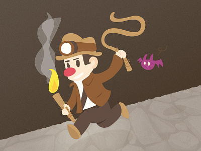 Spelunky! bat cave hat illustration spelunker spelunky torch vector whip