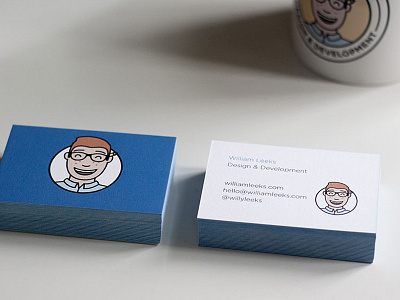 New Business Cards, Round 2 blue business cards cards face illustration thick stock