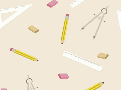 Design Pattern design flat fun illustration pattern pencil rubber ruler vector