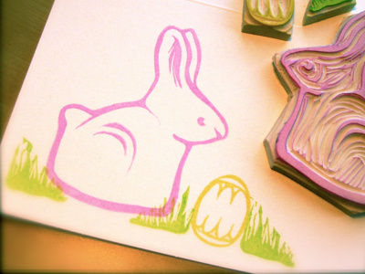 Easter Wabbit blockprint easter easter bunny easter egg rabbit spring