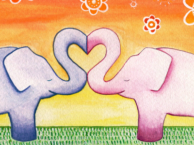 Elephants cute elephant illustration watercolor