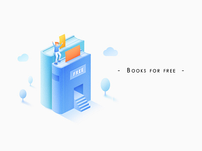 Books for Free 2.5d app book boy cloud design graphic icon tree ui