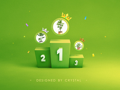 TOP 3 3d c4d crown design graphic green icon illustration list number ranking ui yellow