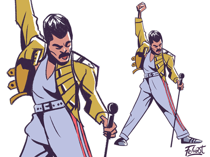 Freddie Mercury Cartoon - Is this the real life? by Felvast on Dribbble