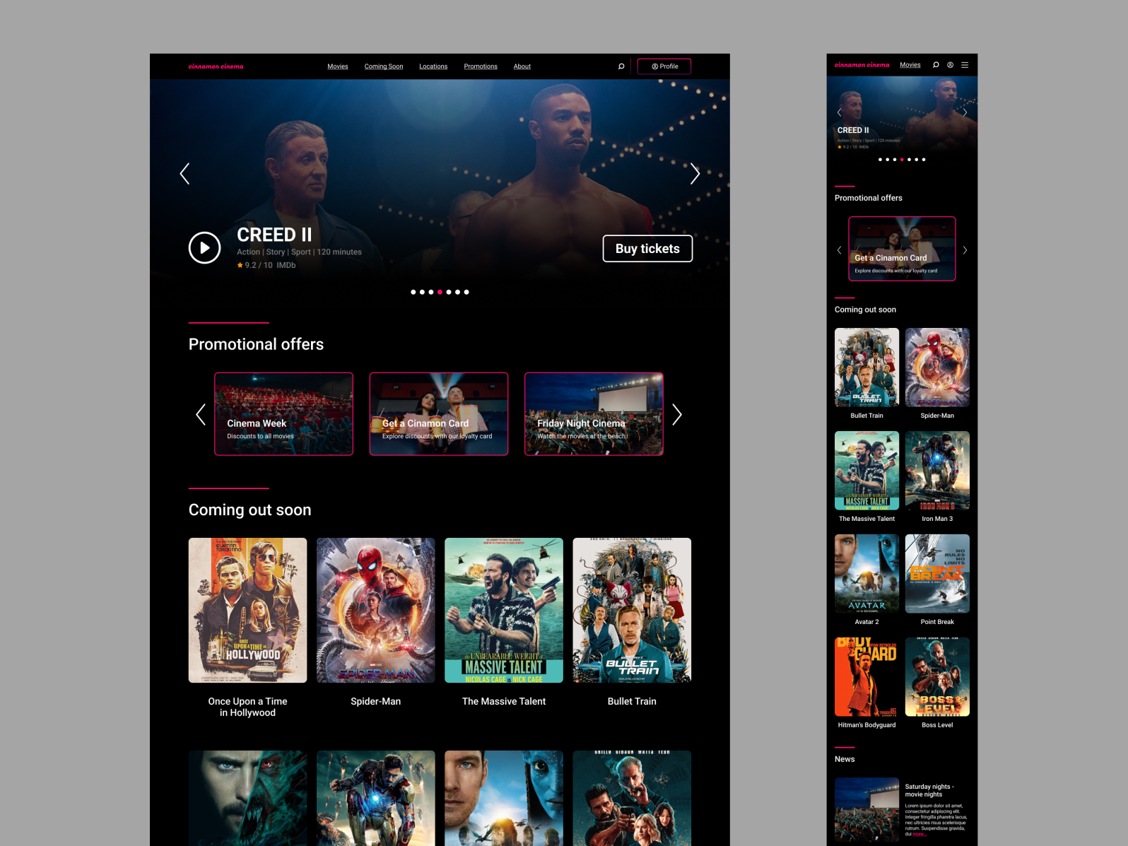 Movie theater website by Deividas on Dribbble