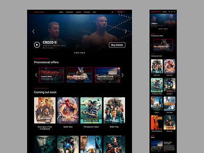 Movie theater website branding cinema design graphic design movie ui ux uxui web design website