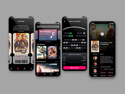 Movie theater app app design design ui ux uxui web design