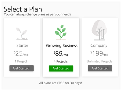 Pricing Plans grey landing page payment plans plan plant pricing pricing plans web design