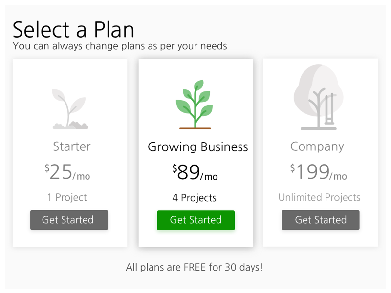 Pricing Plans plant web design landing page grey plan pricing plans payment plans pricing