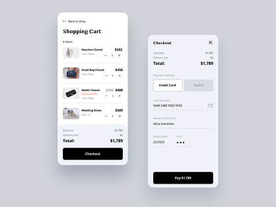 Daily UI #002 - Credit Card Checkout checkout credit card mobile payment shopping shopping cart ui