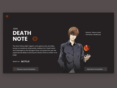 Landing Page Death Note 3d animation branding graphic design logo motion graphics ui