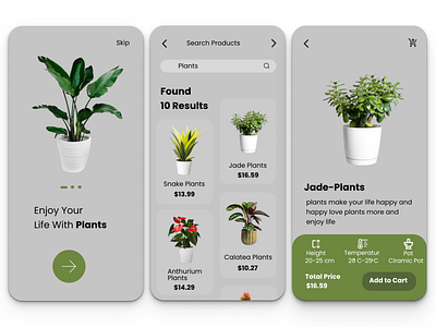 Plants Shop App UI graphic design motion graphics ui