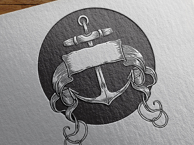 Anchor & Banner anchor banner illustration letter press linework logo stamp