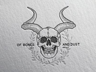 Of Bones & Dust antlers horns illustration linework logo mark skull tattoo
