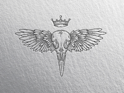 King Of Crows & Carrion black crow crown illustration letter press logo mark skull stamp tattoo texture wings