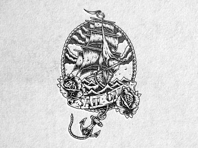 Sail On black detail illustration lines linework sail on sailing ship ship tattoo tattoo art