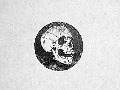 Laughing Skull black illustration letterpress logo mark skull stamp