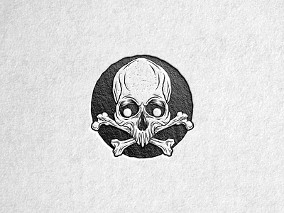 Skull Stamp black illustration letterpress logo mark skull stamp