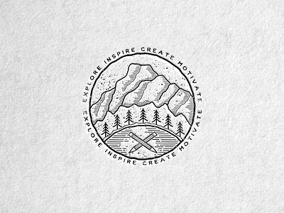 Inspire badge black illustration letterpress linework logo mark monoline mountains stamp trees