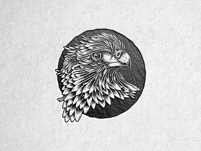 Grey Eagle bird black eagle illustration letterpress stamp texture