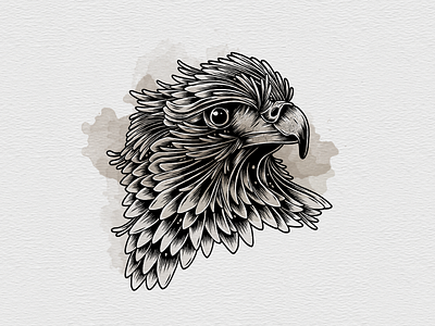Grey Eagle eagle illustration ink line linework tattoo watercolor