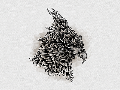 Ornate Hawk Eagle eagle illustration ink line linework tattoo watercolor