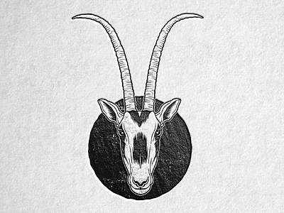 Scimitar Oryx animal badge horns illustration ink mark oryx stamp