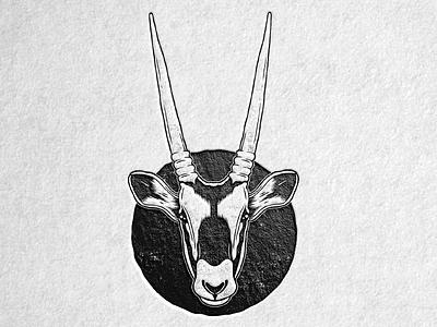 Gemsbok Oryx animal badge horns illustration ink mark oryx stamp