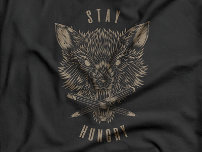 Stay Hungry apparel detail illustration print wolf wolf design wolf tattoo
