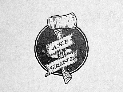 Axe II Grind axe badge banner letterpress logo stamp texture