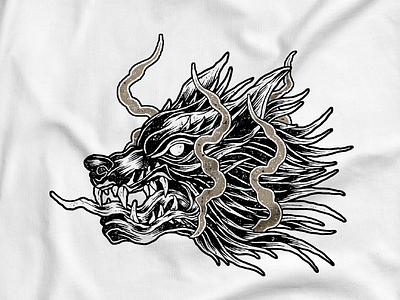 Smoking Wolf apparel black illustration art smoke texture wolf