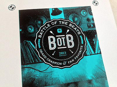 Hand screen-printed cover for Battle of the Beats