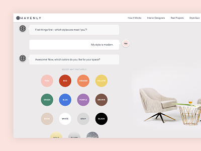 Onboarding for free interior design chat service bot interior design onboarding product design ui ux