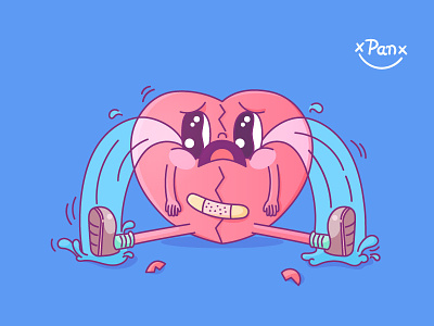 broken heart blue cry cute heart illustration sketch
