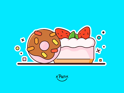 sweet art cake cute dessert draw icon illustrations line line art ui 甜点 蛋糕