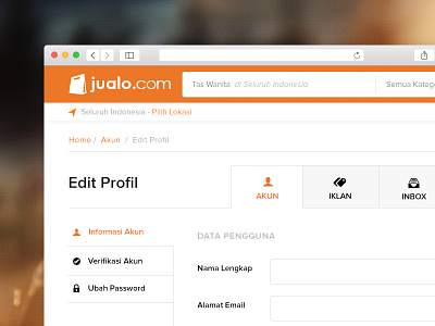 Edit Profile Screen classified dashboard ecommerce flat indonesia jualo minimalism simple ui user