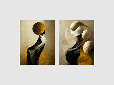 Abstract Figures abstract ai beige figures gold midjourney