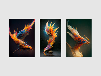 Phoenix ai bird colours feathers midjourney painting phoenix