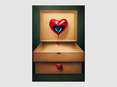 Heart in a box ai box heart midjourney painting surreal